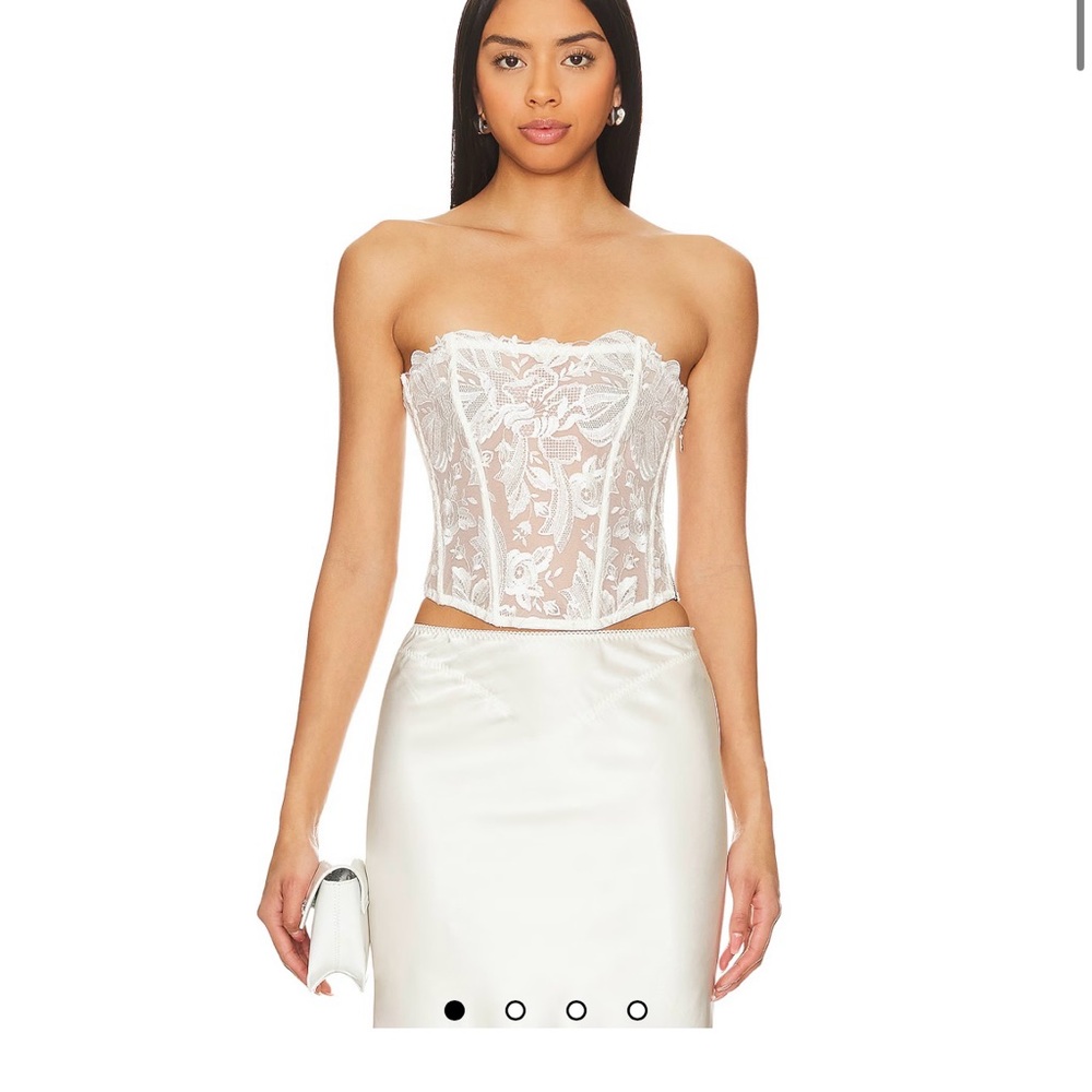 Fleur du mal floral bow embroidery corset top